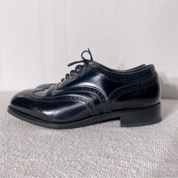 Vintage Florsheim Black Leather Lexington Wingtip Oxford Lace Up Dress Shoes 8.5 - Picture 5 of 12